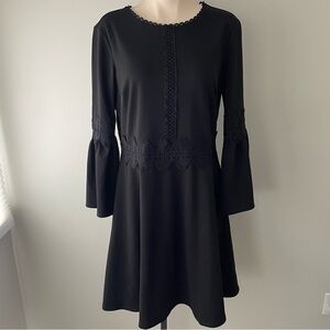 Banana Republic Crochet Lace Trim Bell Sleeve Dress Size 12 Large